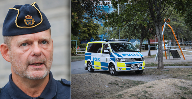 Polisområdeschefen Mikael Backman/Brottsplatsen i Eskilstuna. TT
