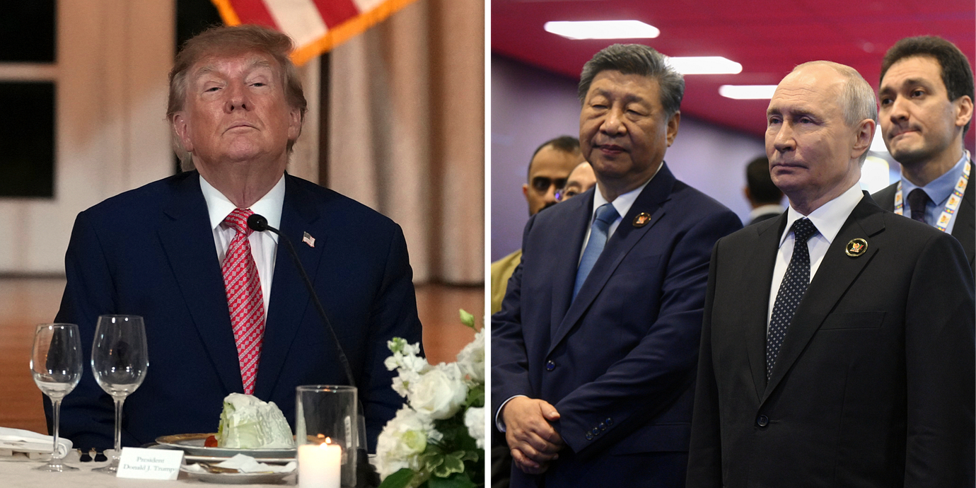 Donald Trump, Xi Jinping och Vladimir Putin.