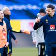 Larsson och Ibrahimovic under tisdagens träning. 