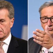 Günther Oettinger, Jean-Claude Juncker. Arkivbilder.