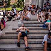 Arkivbild från en värmebölja i Madrid i juli 2023.