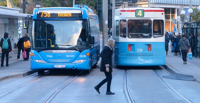 Buss och spårvagn i Göteborg.  FREDRIK SANDBERG / TT / TT NYHETSBYRÅN