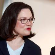 SPD:s gruppledare Andrea Nahles och avgående partiledaren Martin Schulz.