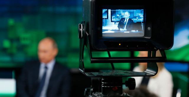 Vladimir Putin i RT-sändning. Arkivbild. Yuri Kochetkov / TT NYHETSBYRÅN