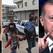 Jonas Sjöstedt, en familj i Afrin, Turkiets president Recep Tayyip Erdoğan. 