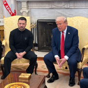 Zelenskyj och Trump/Ukrainska soldater.