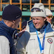 Norske statsministern Jonas Gahr Støre och Johannes Høsflot Klæbo. 