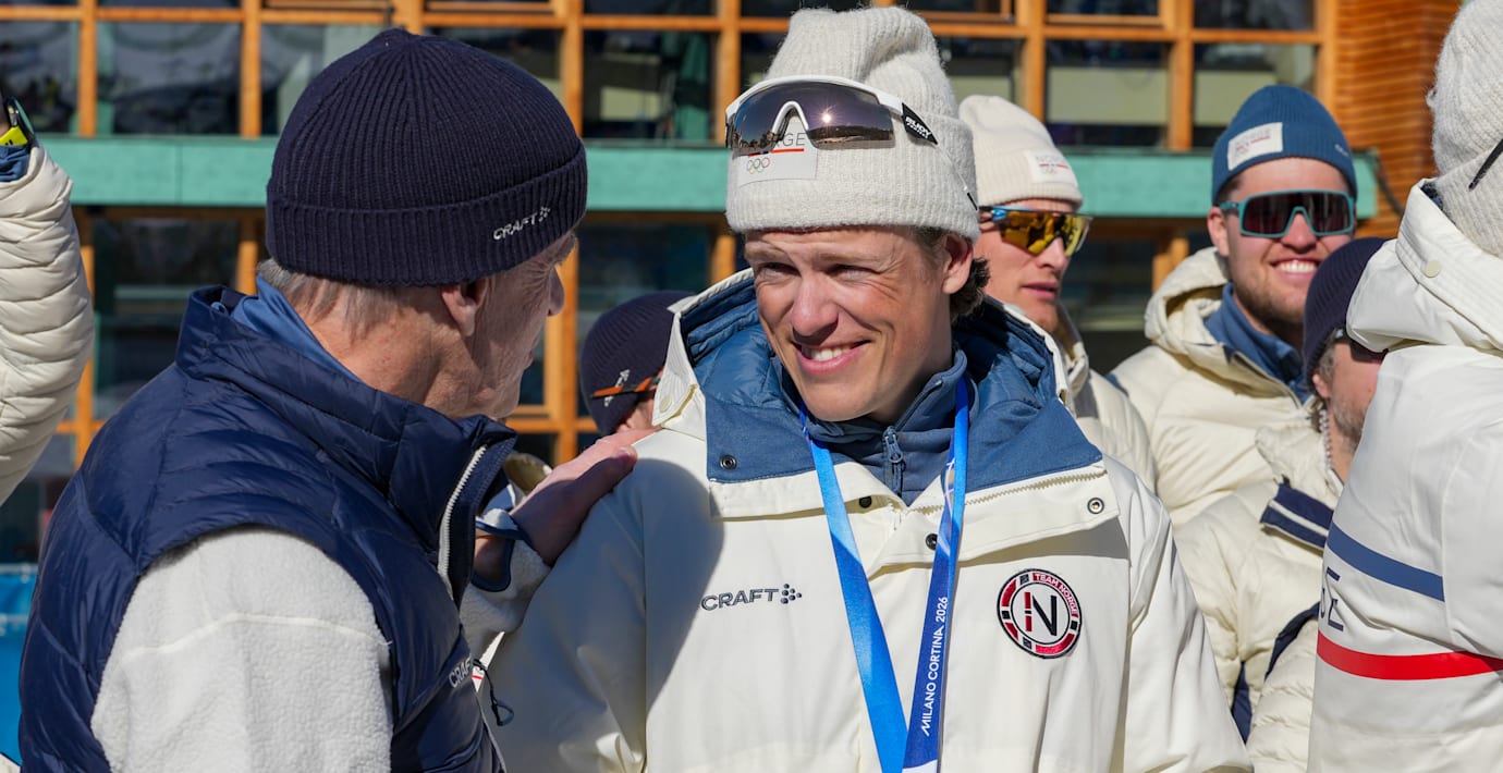 Norske statsministern Jonas Gahr Støre och Johannes Høsflot Klæbo. 