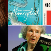 Anna-Karin Palm med sin biografi ”Jag vill sätta världen i rörelse”, omslagen till ”Ålevangeliet” och ”Nickelpojkarna” samt författaren Margaret Atwood med boken ”The Testaments”. 