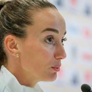 Kosovare Asllani då damlandslaget i fotboll håller pressträff inför Nations League-matchen mot Spanien.