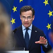 Statsminister Ulf Kristersson (M) håller en pressträff om de ekonomiska konsekvenserna av kriget i Iran och möjliga åtgärder framåt.