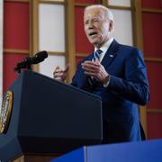 Biden i Chicago på  onsdagen. Evan Vucci / AP