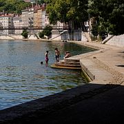 Badare i staden Lyon.