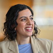 Simona Mohamsson i samband med att L presenterade sin valkampanj på torsdagen.