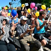 Publik på plats när Sverigedemokraternas partiledare Jimmie Åkesson (SD) talade i Almedalen i somras.