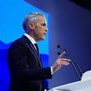 Mark Carney under sitt tal i går.