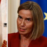 EU:s utrikeschef Federica Mogherini manar till lugn efter nationalister stormade Makedoniens parlament.