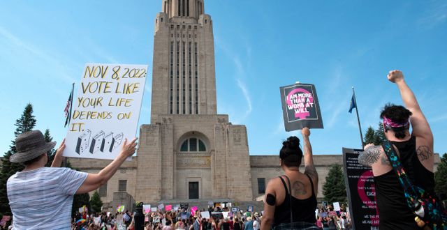 Abortdemonstrationer i Nebraska.  Kenneth Ferriera / AP