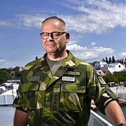 Överbefälhavaren Michael Claesson i Visby under politikerveckan i Almedalen.