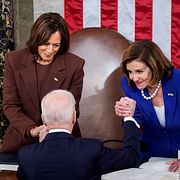 Kamala Harris, Joe Biden och Nancy Pelosi. Arkivbild från 2022.
