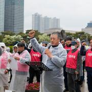 Demonstranter i Sydkorea.