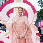 Regissören Greta Gerwig på premiären för "Barbie" den 12 juli 2023 i London. 