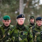 Kung Carl Gustaf besöker Försvarsmaktens övning Birger Jarl 25 i Stockholm.