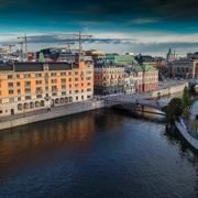 Flygbild över regeringskansliet Rosenbad och Sagerska palatset