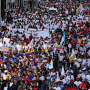 Protester i Caracas under tisdagen. 