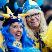 Svenska fans under matchen mot  Finland på Scandinavium i Göteborg den 31 december 31. 