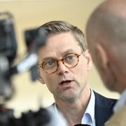 Jakob Olofsgård (L) efter ett möte med riksdagspartiernas partisekreterare med anledning av Kalla faktas avslöjande om Sverigedemokraternas ”trollfabrik”.