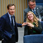 Moderaternas partiledare Ulf Kristersson  och Josefin Malmqvist. 