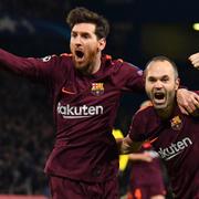 Lionel Messi och Andres Iniesta jublar efter 1–1-målet.