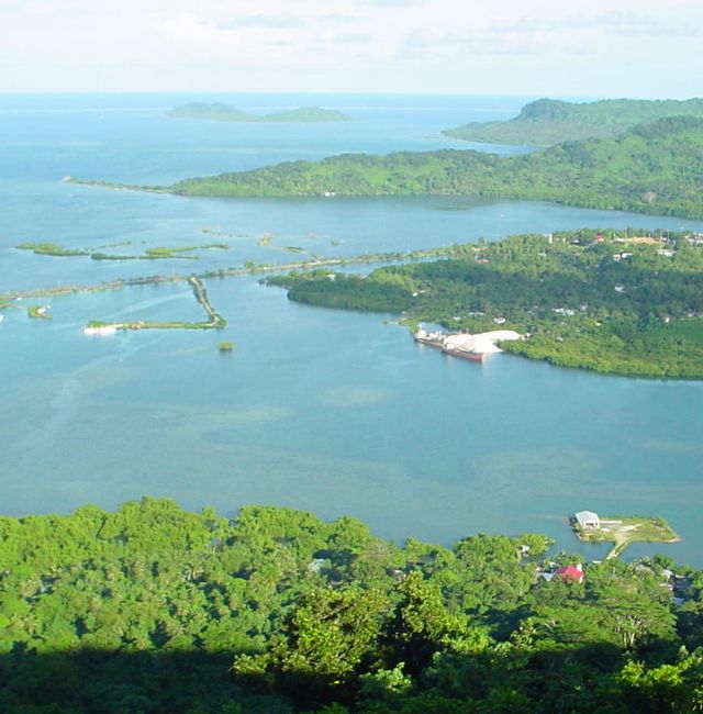 A view of Kolonia Town from Sokehs Ridge in Pohnpei By Gargoylepni at en.wikipedia, Public Domain, 