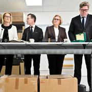 Pressträff med statsminister Ulf Kristersson, finansminister Elisabeth Svantesson, justitieminister Gunnar Strömmer och rikspolischef Petra Lundh om den nya förverkandelagstiftningen som träder i kraft den 8 november.