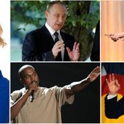 Arkivbilder: Katrine Marçal, Vladimir Putin, Taylor Swift, Kanye West och Donald Trump.