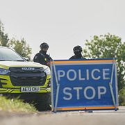 Polis på plats vid RAF Fairford.