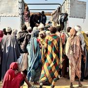 Familjer från el-Fasher i ett flyktingläger den 31 oktober.