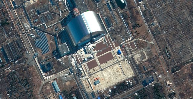 Satellitbild som visar anläggningen i Tjornobyl. AP