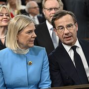 Statsminister Ulf Kristersson och Socialdemokraternas partiledare Magdalena Andersson.