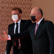 Macron och irakiske presidenten Barham Salih