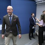 Ludvig Aspling (SD) och Fredrik Malm (L) efter pressträffen med Tidöpartierna.