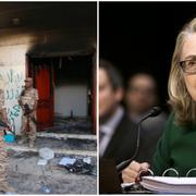 Arkivbilder från 2012 och 2013: Libysk militär utanför USA:s konsulat i Benghazi/Clinton vittnar i kongressen om attacken.