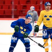 Tre Kronor under en träning i Globen inför Beijer Hockey Games.