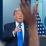 Trump på fredagens pressträff i Vita huset.