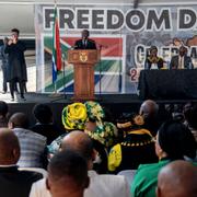 Cyril Ramaphosa talade i Makhanda i södra Sydafrika.