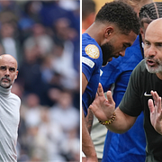 Pep Guardiola – till vänster i bild – rapporteras lämna Manchester City i sommar. Nu kommer uppgifter om att Enzo Maresca ska ta över laget.
