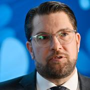 Jimmie Åkesson vid Sverigedemokraternas kommun- och regionkonferens i Norrköping.