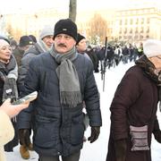 Arkivbild från december när Jamal El-Haj deltog i kippavandring mot antisemitism i Stockholm.