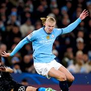 Citys Erling Haaland under kvällens möte. 